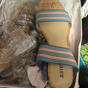 Pink multi stripe size 10 for wide never worn